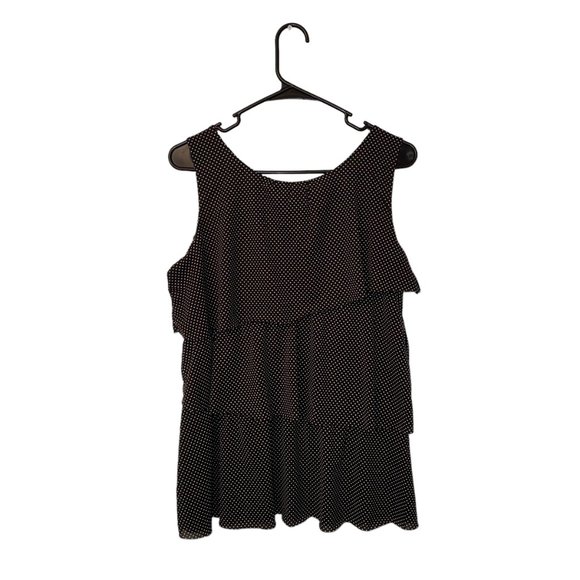 Women's Chaus Black with Small White Polka Dots Top Size Medium - Picture 2 of 3